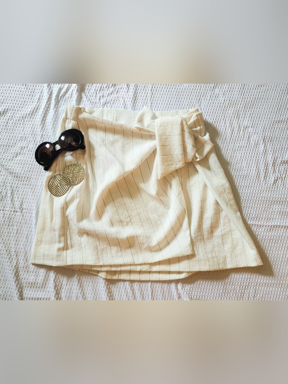 Maison D'Amelie Creme Faux Wrap Skirt